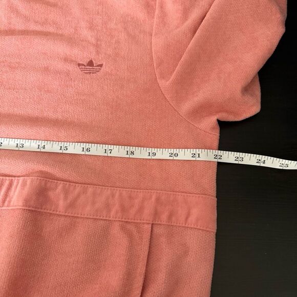 Vintage Adidas Ventex Sweatshirt Unisex Sz L ? Pink Velour Pullover Trefoil Logo - Picture 12 of 13